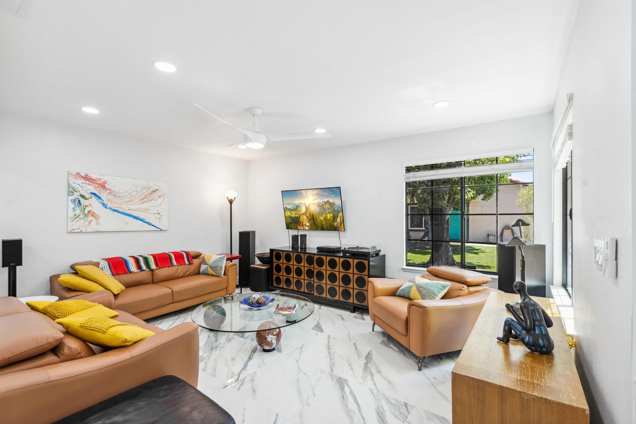 Living room with colorful decor